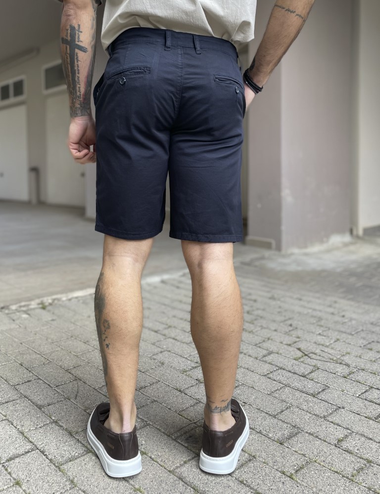 Ανδρική μπλε υφασμάτινη Chinos βερμούδα 2422B φωτογραφία